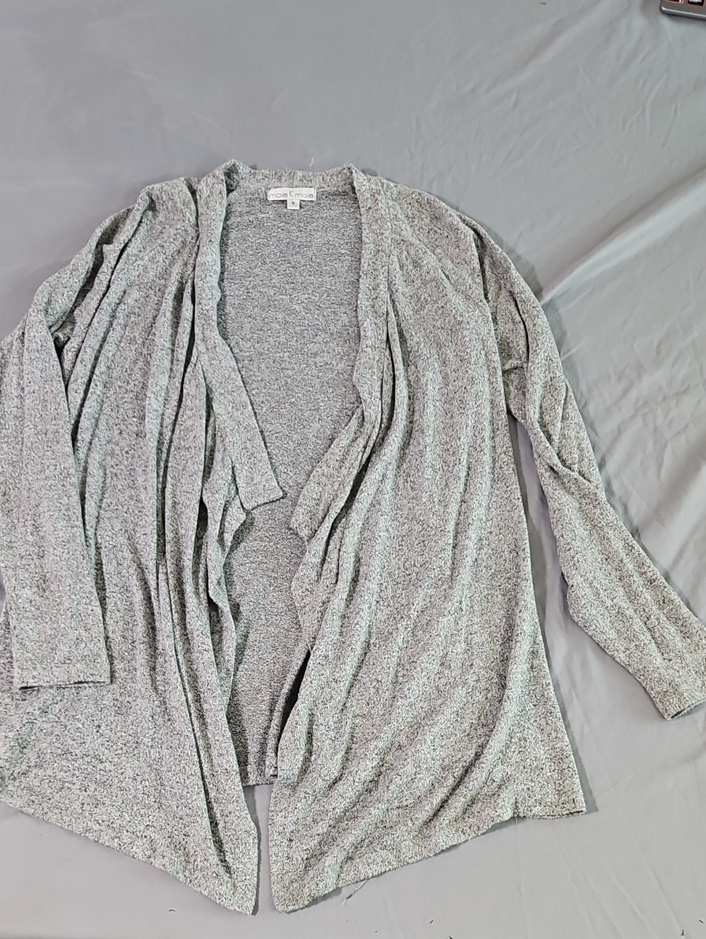 Moa Moa Heather Grey Open-Front Women's Cardigan
